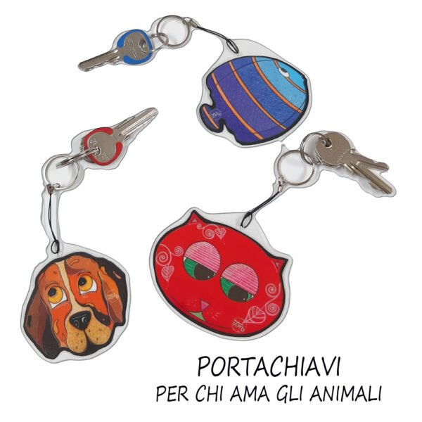 "PER CHI AMA GLI ANIMALI": Portachiavi Double-face Sagomato