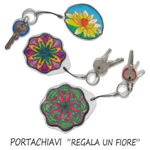 "REGALA UN FIORE": Portachiavi Double-Face