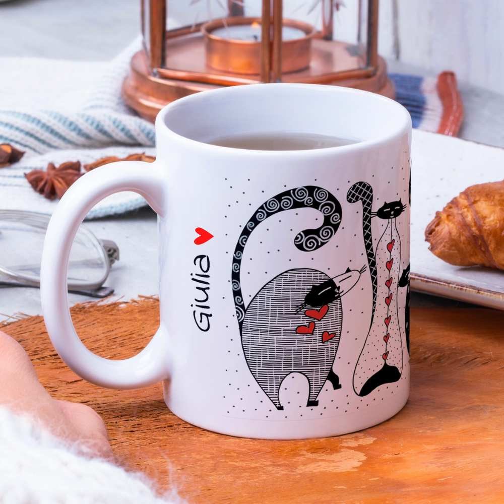 tazza mug personalizzata san valentino - gatti neri